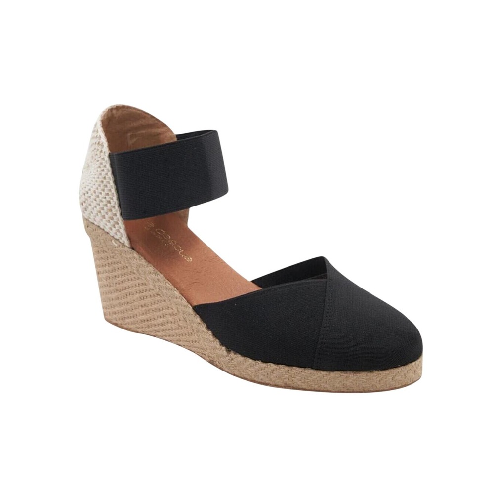 Andre Assous Anouka Black Espadrille Wedge Sandals 11 NEW